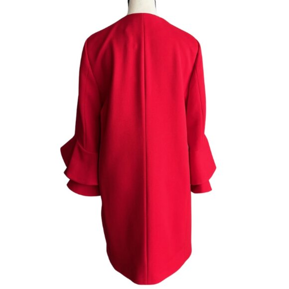 ZARA GORGEOUS RED COAT WITH BEAUTIFUL RUFFLED SLEEVES, Z. L, NWT - Picture 8 of 13